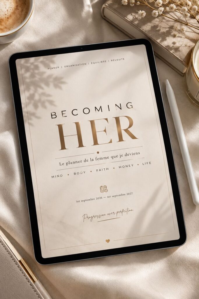Planner digital Becoming Her sur tablette